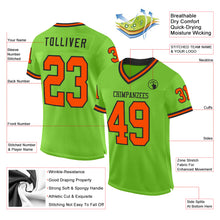 Load image into Gallery viewer, Custom Neon Green Orange-Black Mesh Authentic Throwback Football Jersey
