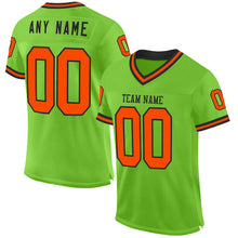 Load image into Gallery viewer, Custom Neon Green Orange-Black Mesh Authentic Throwback Football Jersey
