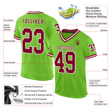 Load image into Gallery viewer, Custom Neon Green Maroon-White Mesh Authentic Throwback Football Jersey
