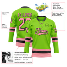 Load image into Gallery viewer, Custom Neon Green Medium Pink-Black Hockey Lace Neck Jersey
