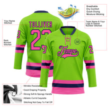 Load image into Gallery viewer, Custom Neon Green Pink-Navy Hockey Lace Neck Jersey
