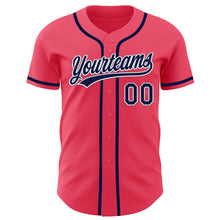 Load image into Gallery viewer, Custom Neon Pink Navy-White Authentic Baseball Jersey
