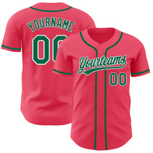 Load image into Gallery viewer, Custom Neon Pink Kelly Green-White Authentic Baseball Jersey
