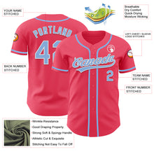 Load image into Gallery viewer, Custom Neon Pink Light Blue-White Authentic Baseball Jersey
