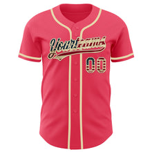 Load image into Gallery viewer, Custom Neon Pink Vintage USA Flag-Cream Authentic Baseball Jersey
