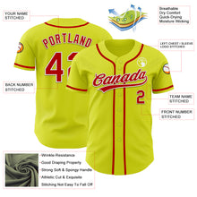 Load image into Gallery viewer, Custom Neon Yellow Red-White Authentic Baseball Jersey
