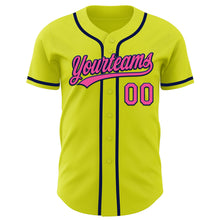 Load image into Gallery viewer, Custom Neon Yellow Pink-Navy Authentic Baseball Jersey
