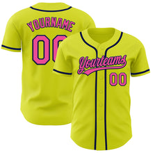 Load image into Gallery viewer, Custom Neon Yellow Pink-Navy Authentic Baseball Jersey
