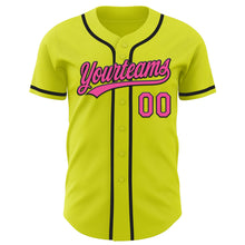 Load image into Gallery viewer, Custom Neon Yellow Pink-Black Authentic Baseball Jersey
