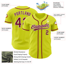 Load image into Gallery viewer, Custom Neon Yellow Crimson-White Authentic Baseball Jersey
