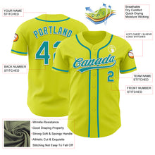 Load image into Gallery viewer, Custom Neon Yellow Teal-White Authentic Baseball Jersey
