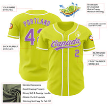 Load image into Gallery viewer, Custom Neon Yellow Medium Purple-White Authentic Baseball Jersey
