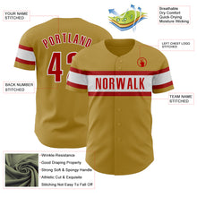 Load image into Gallery viewer, Custom Old Gold Red-White Authentic Baseball Jersey
