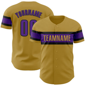 Custom Old Gold Purple-Black Authentic Baseball Jersey