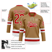 Load image into Gallery viewer, Custom Old Gold Red-White Hockey Lace Neck Jersey
