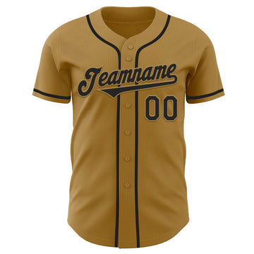 Custom Old Gold Black Authentic Baseball Jersey