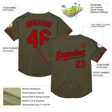 Load image into Gallery viewer, Custom Olive Red-Black Mesh Authentic Throwback Salute To Service Baseball Jersey
