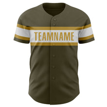 Load image into Gallery viewer, Custom Olive White-Old Gold Authentic Salute To Service Baseball Jersey
