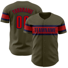 Load image into Gallery viewer, Custom Olive Red-Navy Authentic Salute To Service Baseball Jersey
