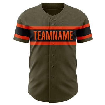 Custom Olive Orange-Black Authentic Salute To Service Baseball Jersey