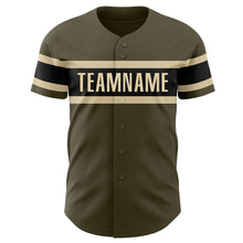 Load image into Gallery viewer, Custom Olive Vintage USA Flag Black-Cream Authentic Salute To Service Baseball Jersey
