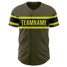 Load image into Gallery viewer, Custom Olive Neon Yellow-Black Authentic Salute To Service Baseball Jersey
