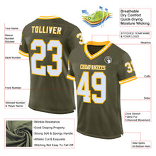 Load image into Gallery viewer, Custom Olive White-Gold Mesh Authentic Throwback Salute To Service Football Jersey
