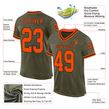 Load image into Gallery viewer, Custom Olive Orange-Black Mesh Authentic Throwback Salute To Service Football Jersey
