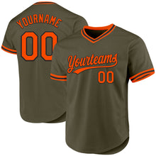 Load image into Gallery viewer, Custom Olive Orange-Black Authentic Throwback Salute To Service Baseball Jersey
