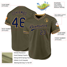 Load image into Gallery viewer, Custom Olive Navy-Old Gold Authentic Throwback Salute To Service Baseball Jersey
