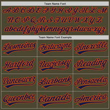 Load image into Gallery viewer, Custom Olive Navy-Orange Authentic Throwback Salute To Service Baseball Jersey
