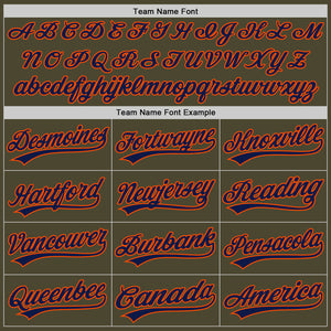 Custom Olive Navy-Orange Authentic Throwback Salute To Service Baseball Jersey