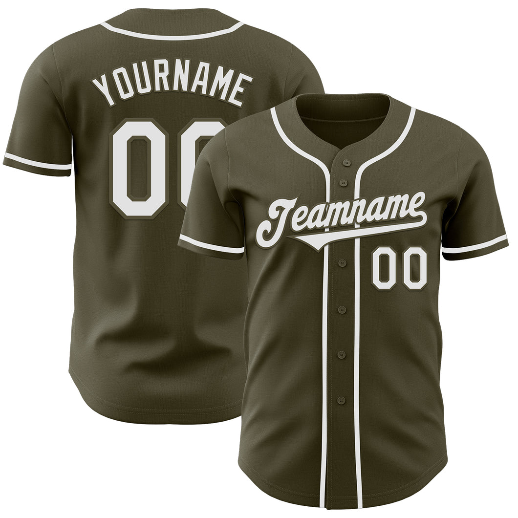 Custom Olive White Authentic Salute To Service Baseball Jersey