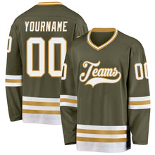 Load image into Gallery viewer, Custom Olive White-Old Gold Salute To Service Hockey Jersey
