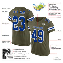 Load image into Gallery viewer, Custom Olive Royal-White Mesh Authentic Salute To Service Football Jersey
