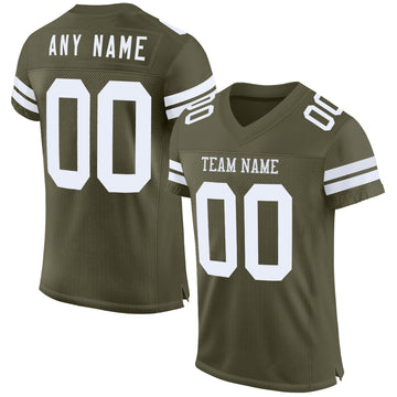 Custom Olive White Mesh Authentic Salute To Service Football Jersey