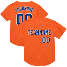 Load image into Gallery viewer, Custom Orange Royal-White Mesh Authentic Throwback Baseball Jersey
