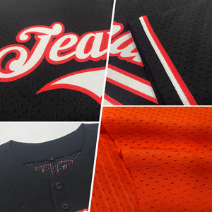 Custom Orange Vintage USA Flag-Black Mesh Authentic Throwback Baseball Jersey