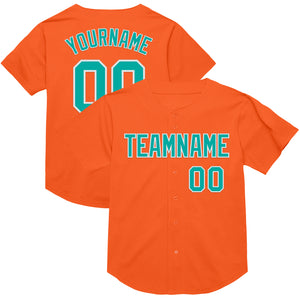 Custom Orange Aqua-White Mesh Authentic Throwback Baseball Jersey