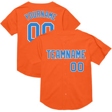 Load image into Gallery viewer, Custom Orange Electric Blue-White Mesh Authentic Throwback Baseball Jersey
