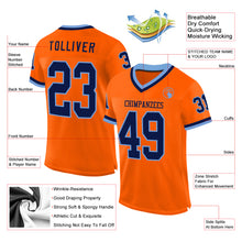 Load image into Gallery viewer, Custom Orange Navy-Light Blue Mesh Authentic Throwback Football Jersey
