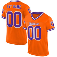 Load image into Gallery viewer, Custom Orange Purple-White Mesh Authentic Throwback Football Jersey
