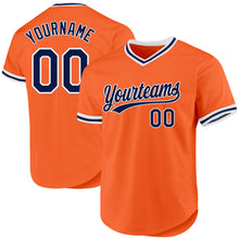 Load image into Gallery viewer, Custom Orange Navy-White Authentic Throwback Baseball Jersey
