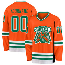 Load image into Gallery viewer, Custom Orange Kelly Green-White Hockey Jersey
