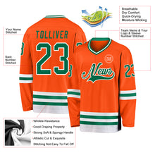 Load image into Gallery viewer, Custom Orange Kelly Green-White Hockey Jersey
