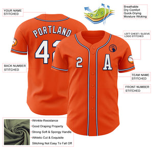 Custom Orange White-Navy Authentic Baseball Jersey