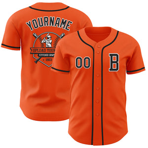 Custom Orange Black-White Authentic Baseball Jersey