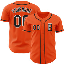 Load image into Gallery viewer, Custom Orange Black-White Authentic Baseball Jersey
