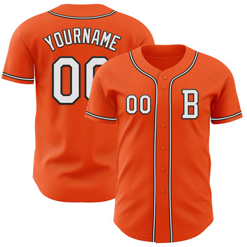 Custom Orange White-Black Authentic Baseball Jersey