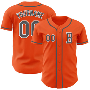 Custom Orange Steel Gray-White Authentic Baseball Jersey